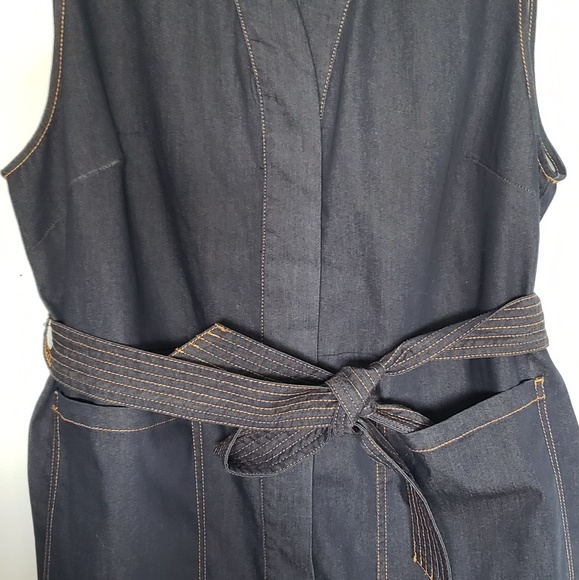 NWT Chico's dark denim tie waist vest dress jacket - Picture 2 of 7
